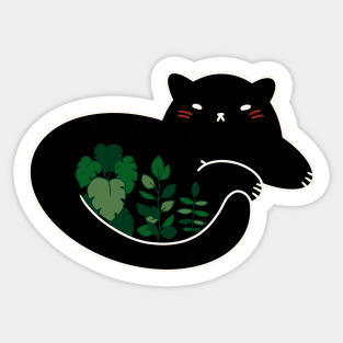 Cute Cat Design ‚Plant Lover‘ | Kawaii Black Cat | Handmade Design | By Atelier Serakara Sticker